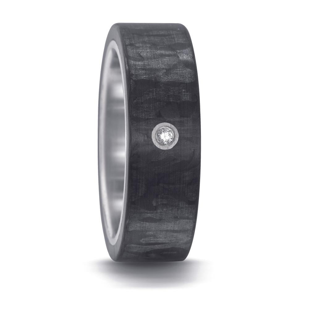 Bague Acier inoxydable, Carbone, Argent Diamant 0.03 ct, w-si-545692