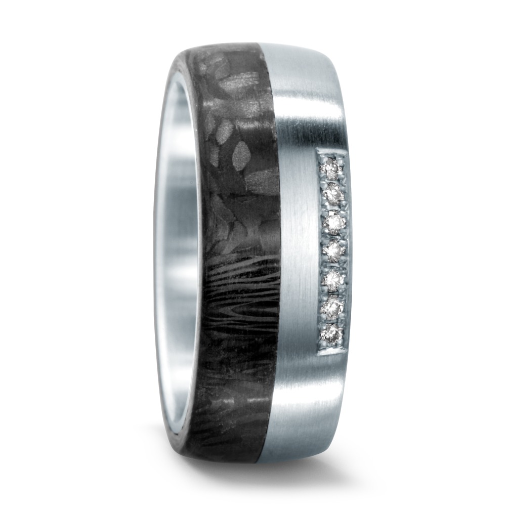 Bague Acier inoxydable, Carbone Diamant 0.07 ct, 7 Pierres, w-si-545713