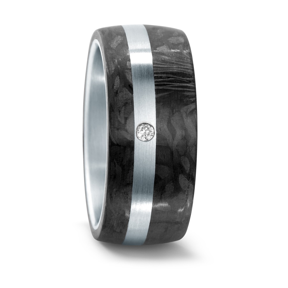 Bague Acier inoxydable, Carbone Diamant 0.02 ct, w-si-546070