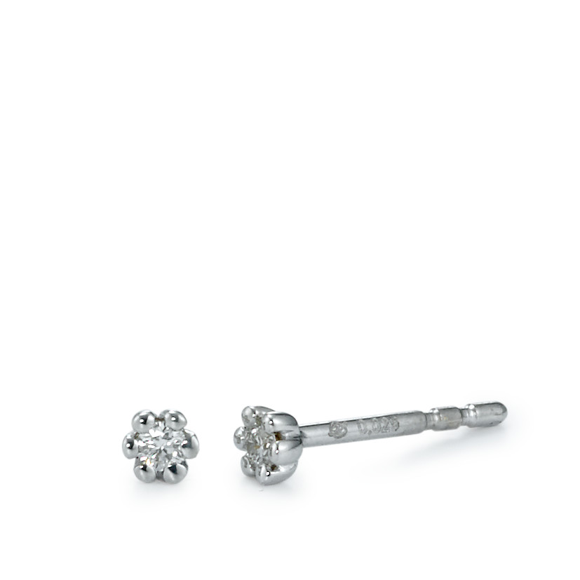 Clous d'oreilles Or blanc 18K Diamant 0.05 ct, 2 Pierres, w-si-546288
