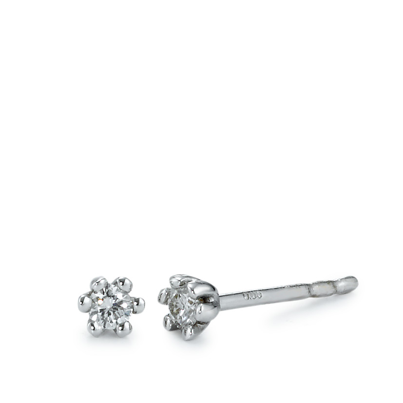 Clous d'oreilles Or blanc 18K Diamant 0.10 ct, 2 Pierres, w-si Ø3.5 mm-546289