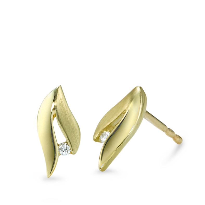 Clous d'oreilles Or jaune 9K Diamant 0.02 ct, 2 Pierres, w-si-546338