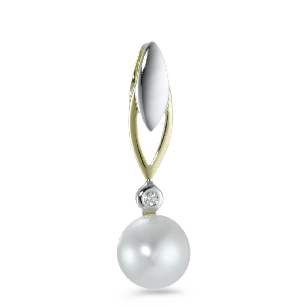 Pendentif Or jaune 9K Diamant 0.01 ct, w-si perle d'eau douce-546360