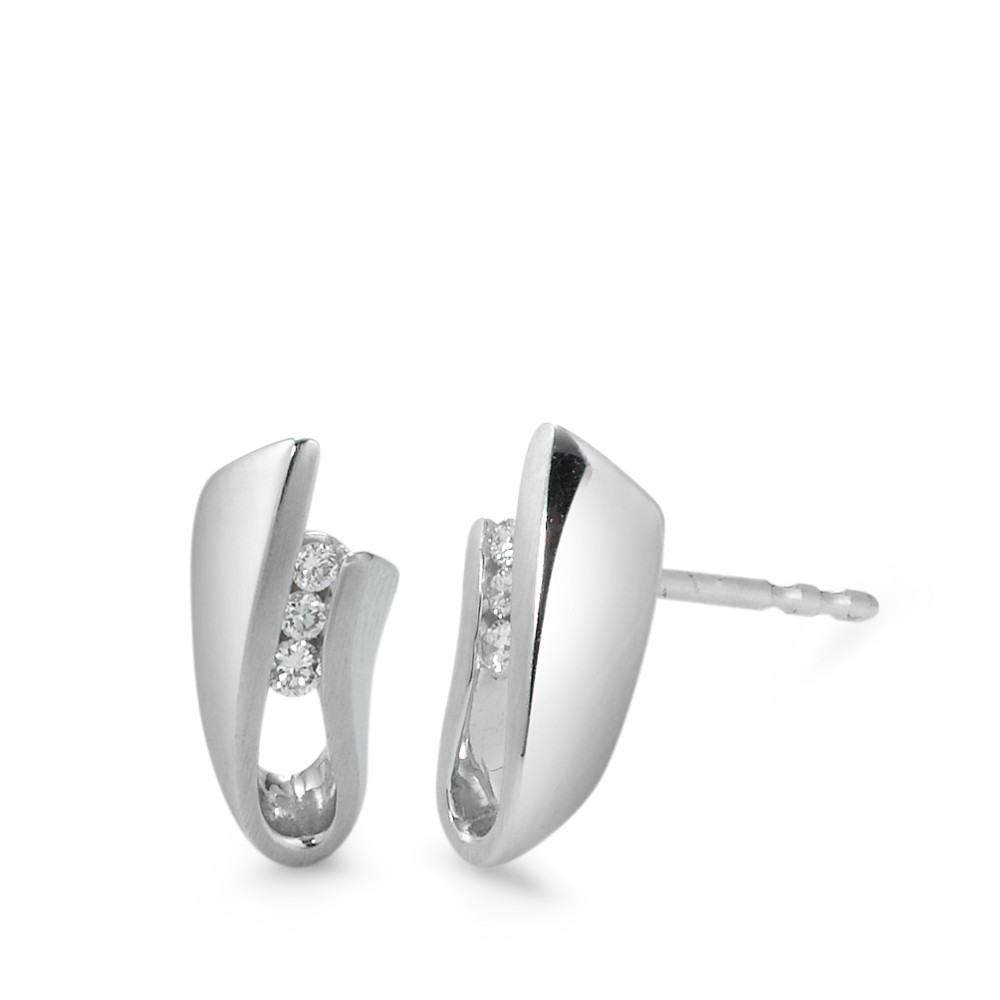 Clous d'oreilles Or blanc 18K Diamant 0.07 ct, 6 Pierres, w-si-546419