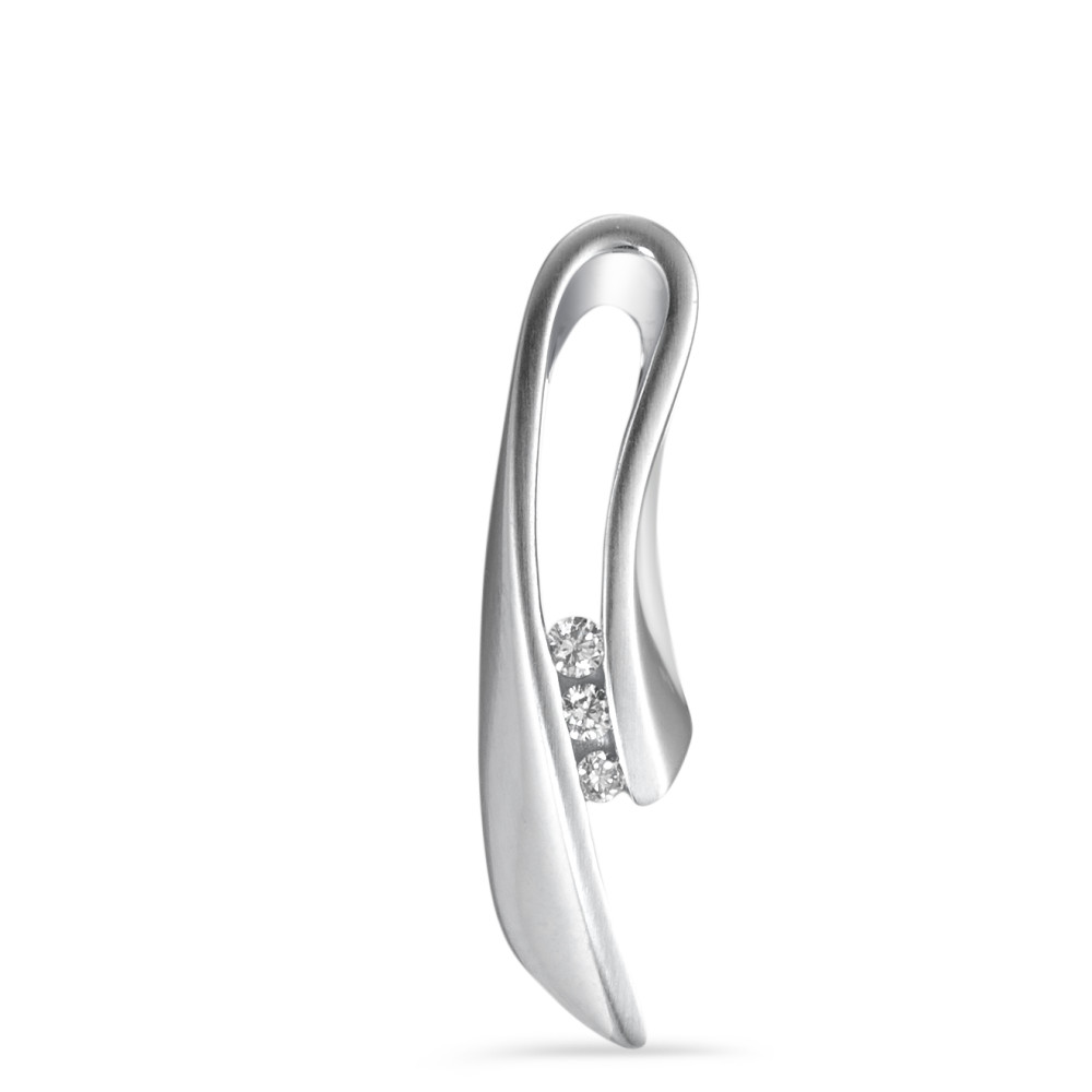 Pendentif Or blanc 18K Diamant 0.06 ct, 3 Pierres, w-si-546430