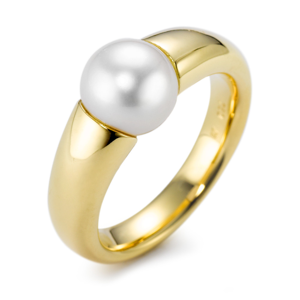 Bague Or jaune 18K perle d'eau douce blanc 8.5-9 mm-546436