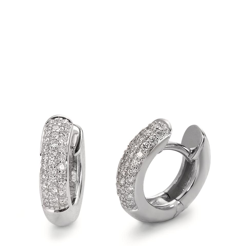 Créoles à charnières Or blanc 18K Diamant 0.30 ct, 60 Pierres, w-si-546442