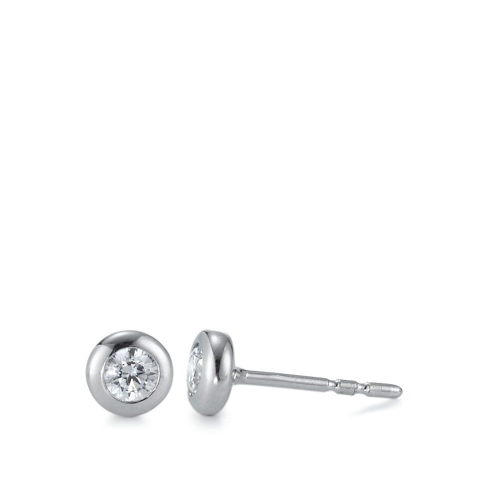 Ohrstecker 375/9 K Weissgold Zirkonia 2 Steine Ø5 mm-546449
