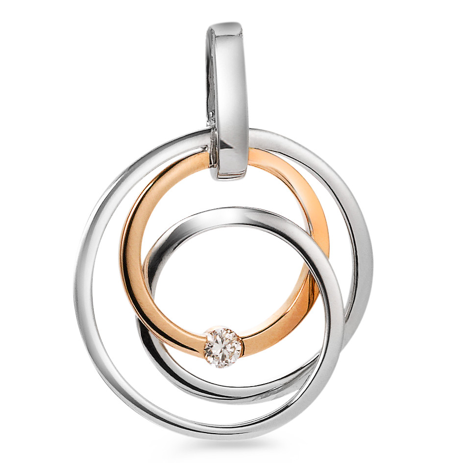 Pendentif Or blanc 9K, Or rouge 9K Diamant 0.05 ct, tw-si Ø19 mm-546469