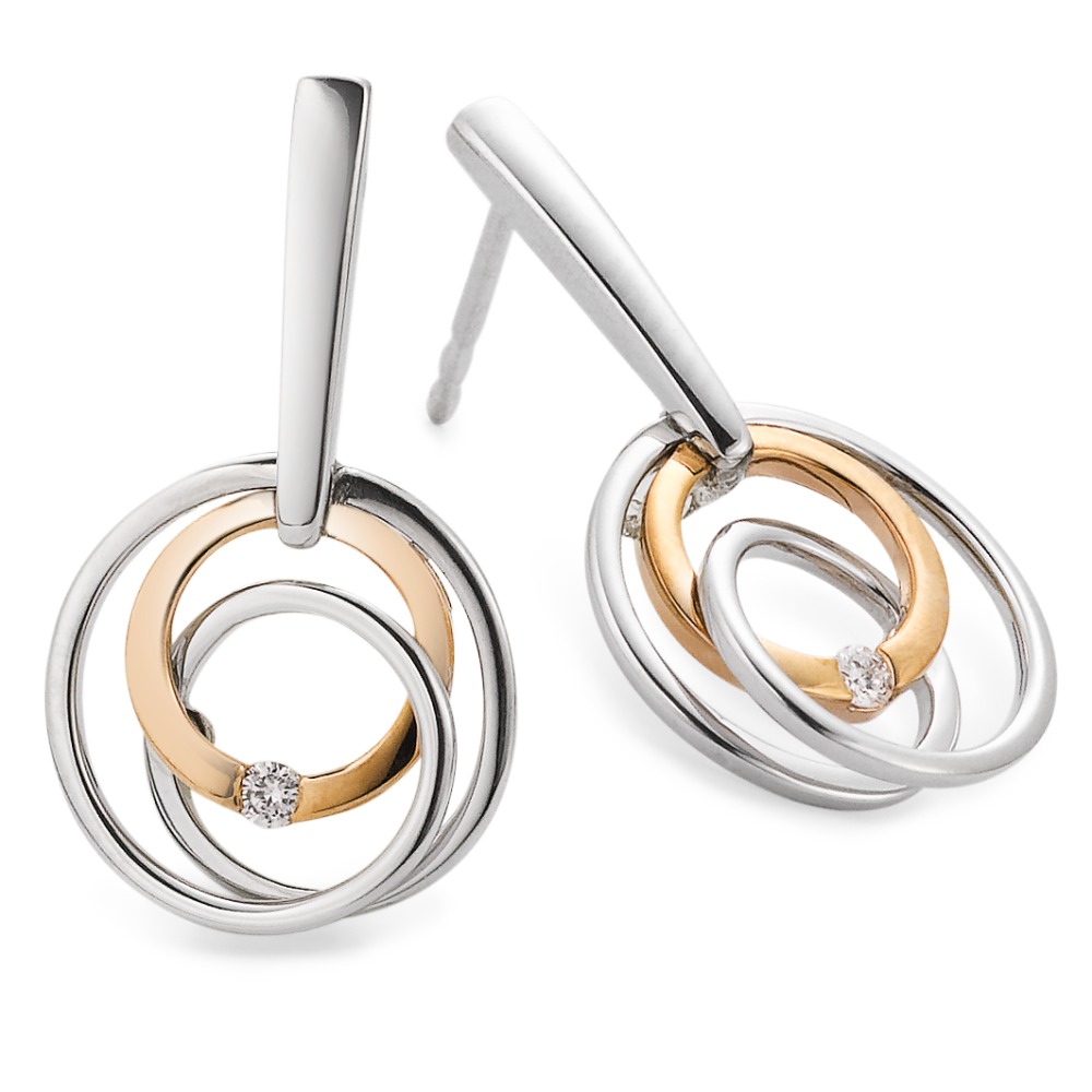 Pendant d'oreilles Or blanc 9K, Or rouge 9K Diamant 0.05 ct, 2 Pierres, tw-si-546471