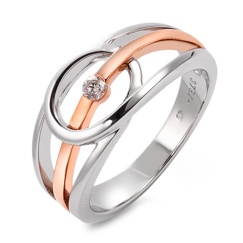 Bague Or blanc 9K, Or rouge 9K Diamant 0.05 ct, tw-si-546473