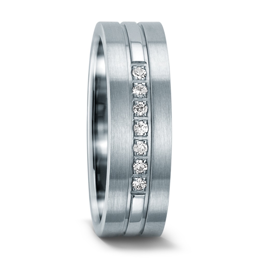 Bague Acier inoxydable Zircone blanc, 7 Pierres, rond-546553