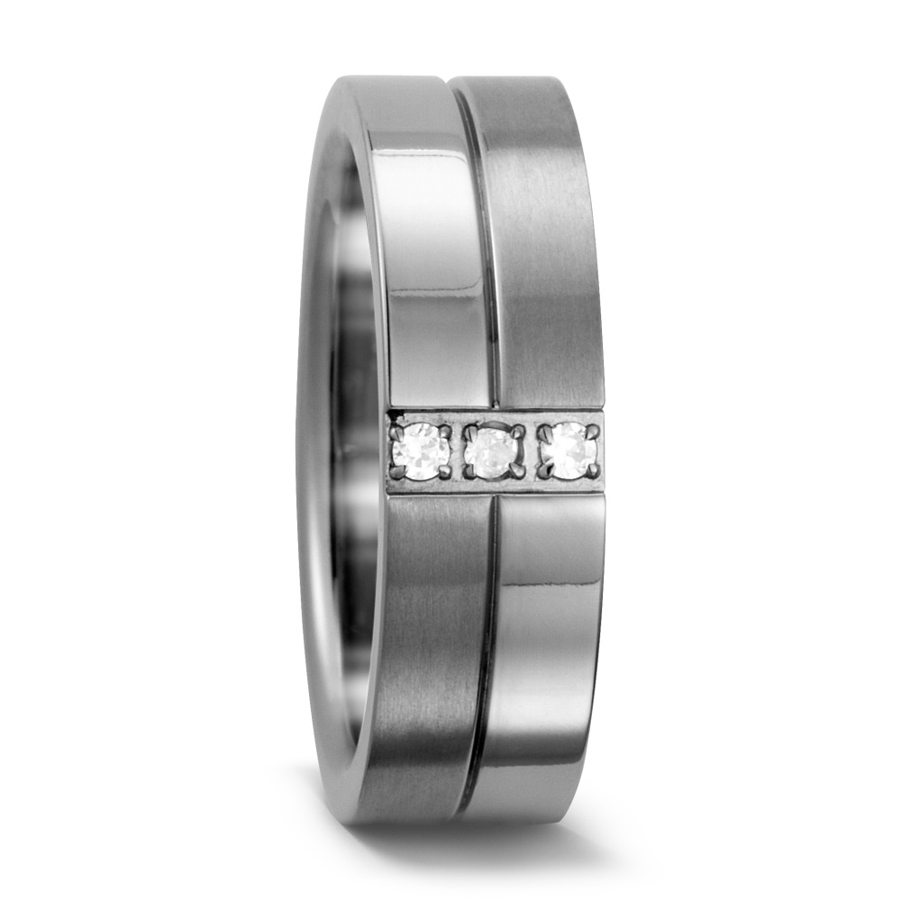 Bague Titane Zircone blanc, 3 Pierres, rond-546595
