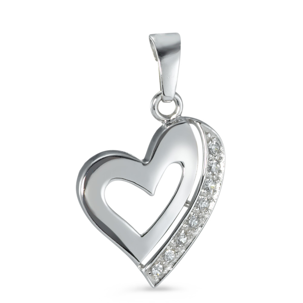Pendentif Or blanc 18K Zircone Coeur-546630