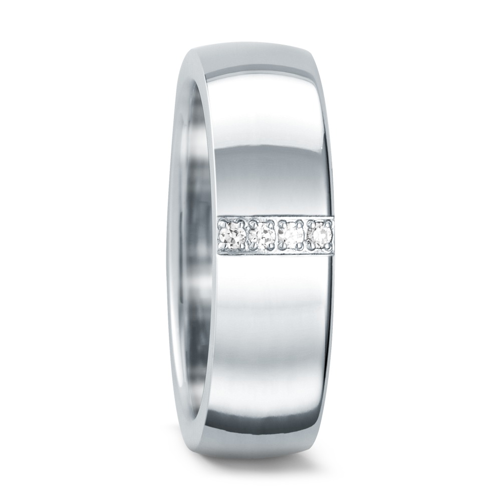 Bague Acier inoxydable Zircone blanc, 4 Pierres, rond-546713