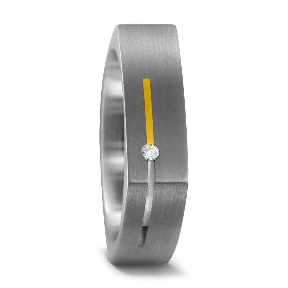 Partnerring Titan, 750/18 K Gelbgold Diamant 0.02 ct, w-si-546769