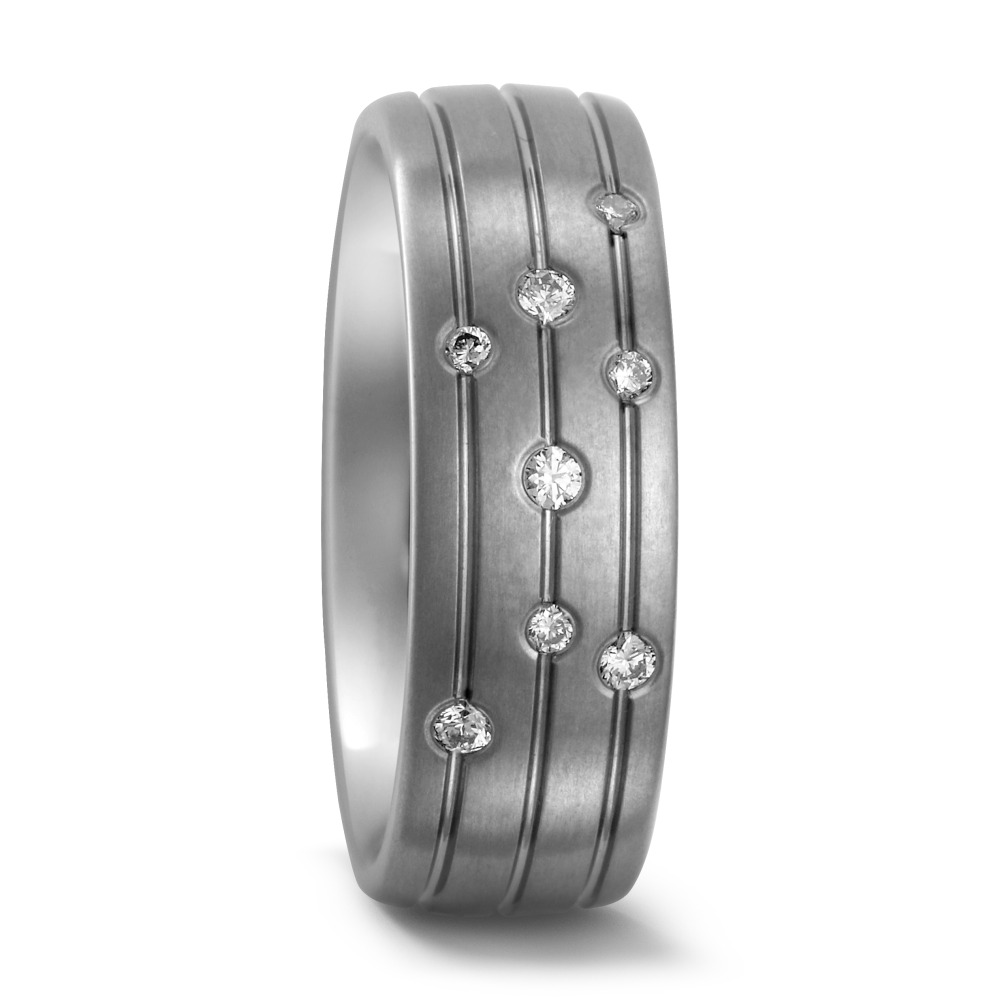 Bague Titane Diamant 0.12 ct, 8 Pierres, w-si-546786