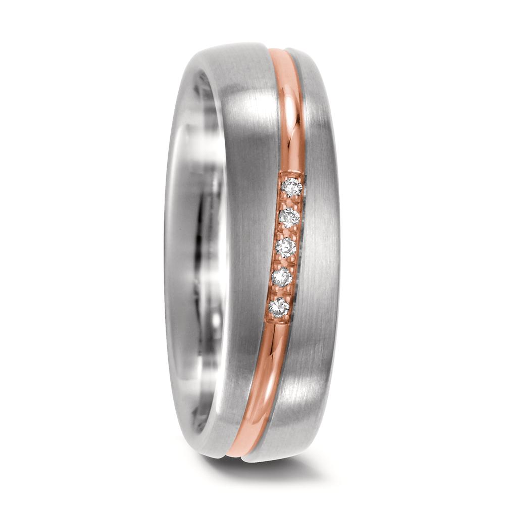 Partnerring 750/18 K Weissgold, 750/18 K Rotgold Diamant 0.025 ct, 5 Steine, w-si-547013