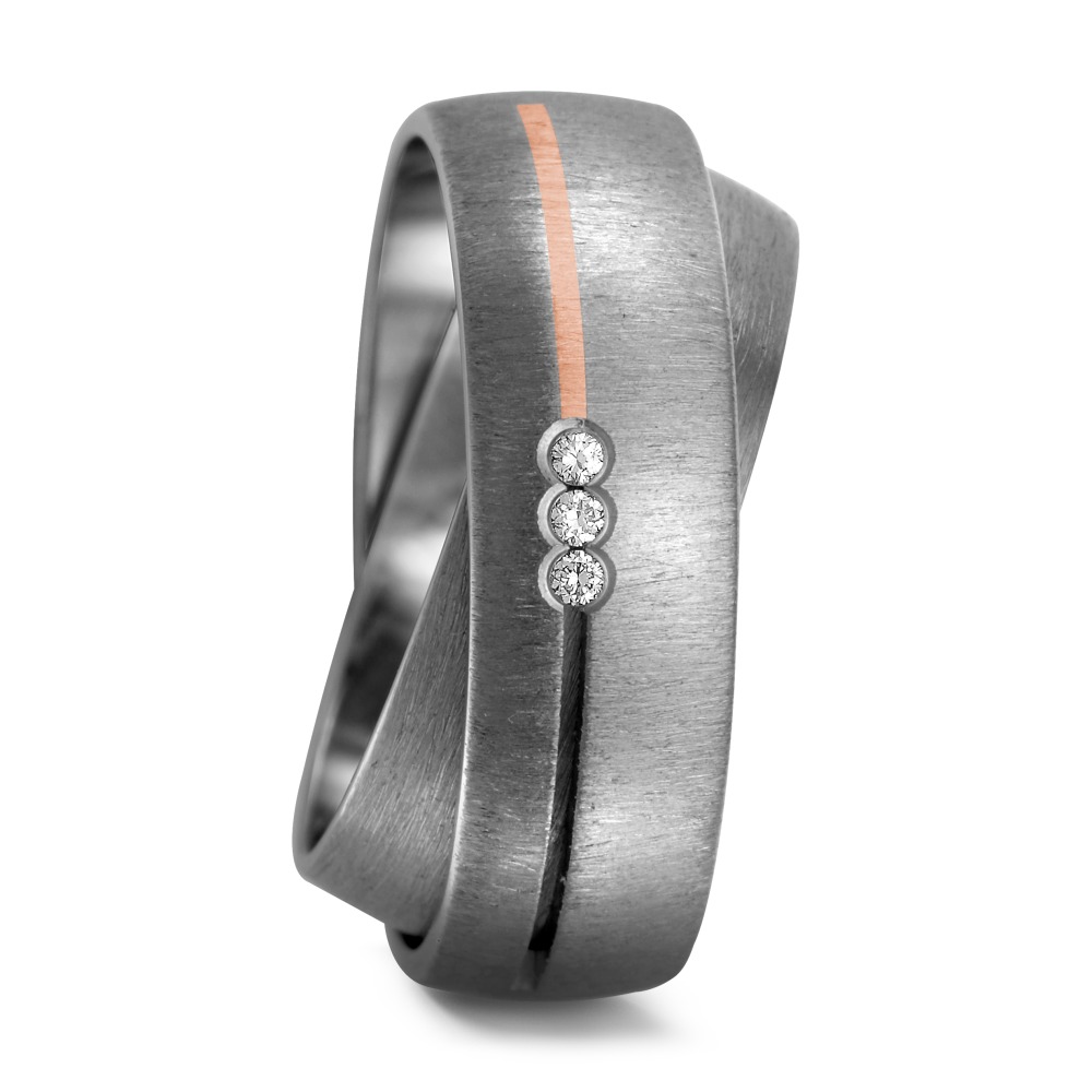 Alliance Titane, Or rouge 18K Diamant 0.03 ct, 3 Pierres, w-si-547131
