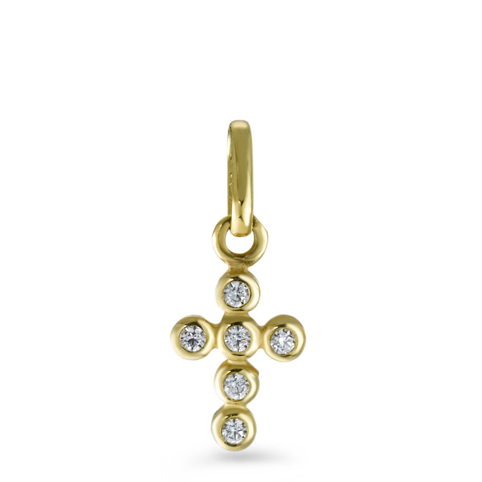 Pendentif Or jaune 18K Zircone 6 Pierres Croix-547192