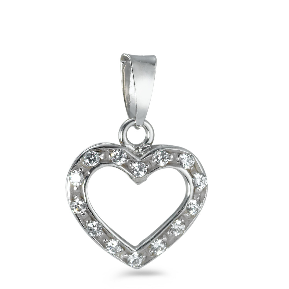 Pendentif Or blanc 9K Zircone Coeur-547584