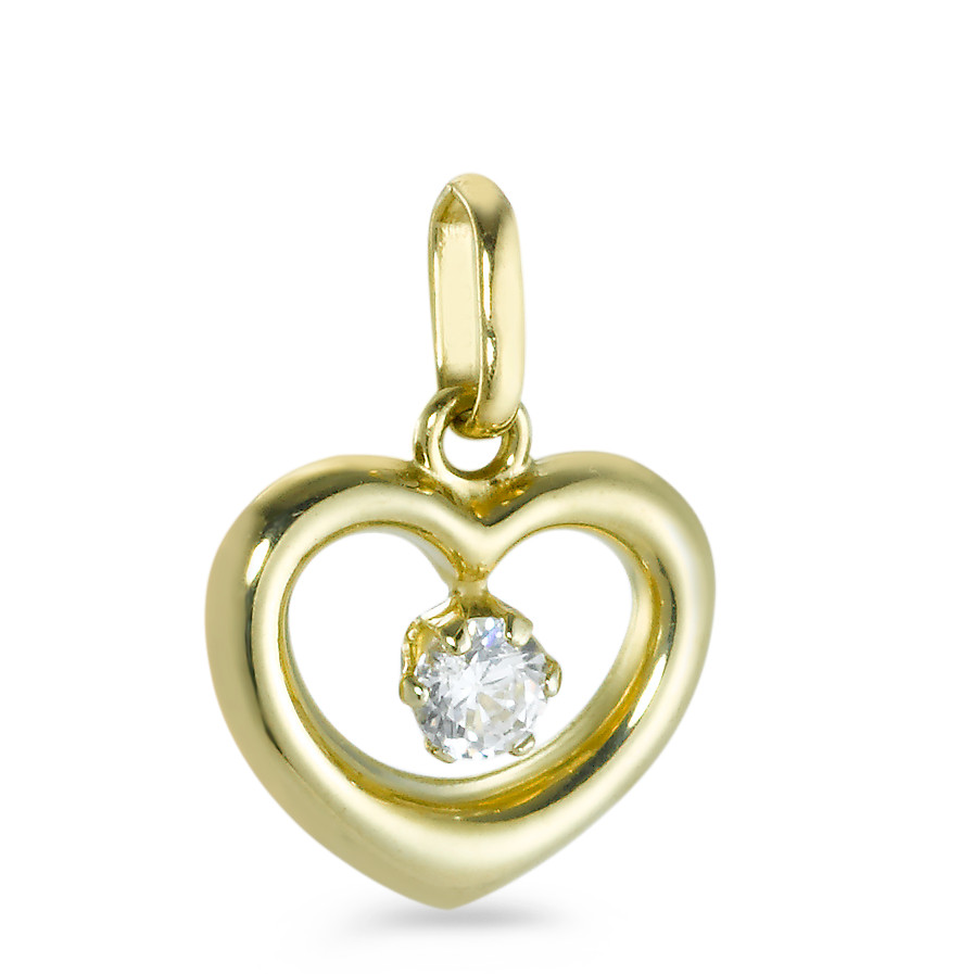 Pendentif Or jaune 9K Zircone Coeur-547585