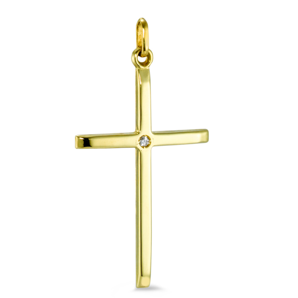 Pendentif Or jaune 9K Zircone Croix-547608