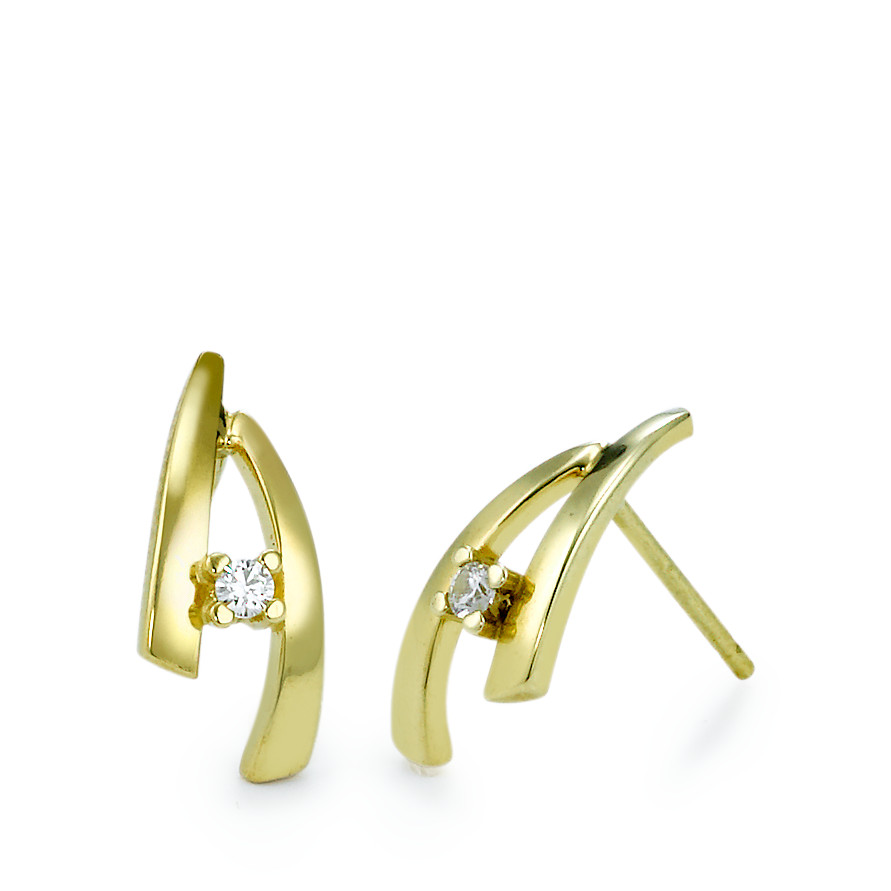 Clous d'oreilles Or jaune 9K Zircone 2 Pierres-547645