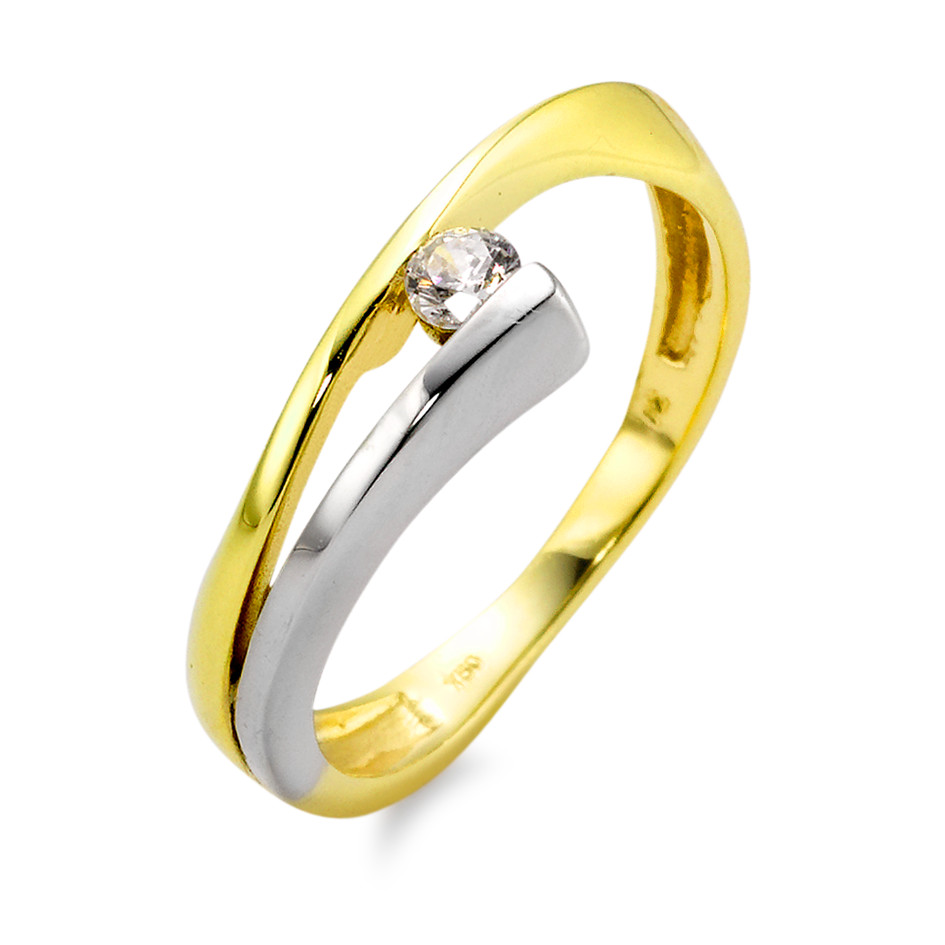 Bague Or jaune 18K, Or blanc 18K Zircone-548112