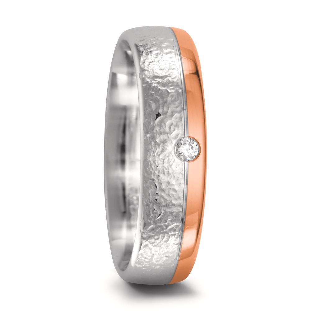 Partnerring 750/18 K Weissgold, 750/18 K Rotgold Diamant 0.04 ct, tw-si-548623