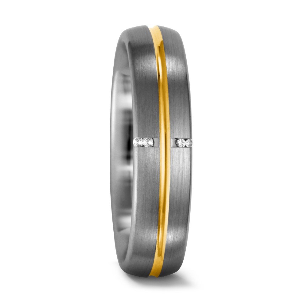 Bague Palladium 950, Or jaune 18K Diamant 0.02 ct, 4 Pierres, tw-vsi-549234