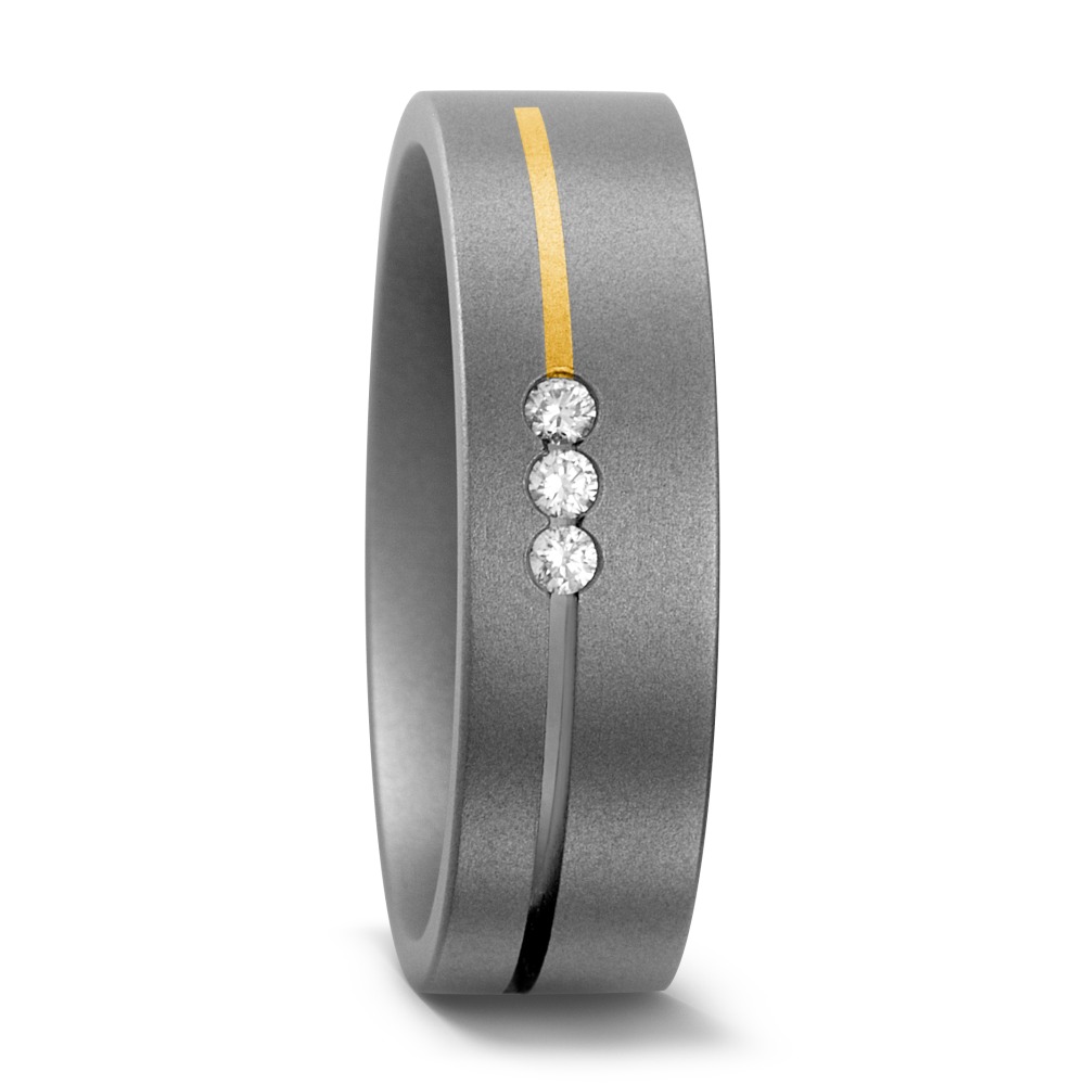 Alliance Titane, Or jaune 18K Diamant 0.06 ct, 3 Pierres, w-si-549736