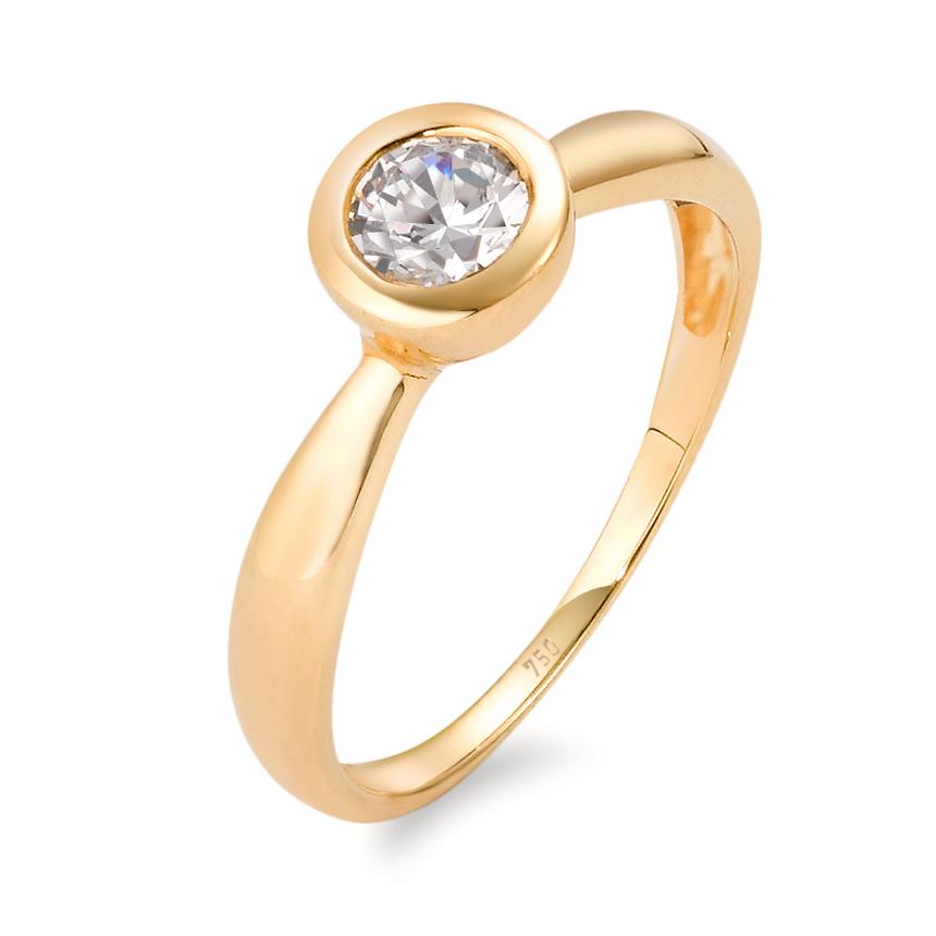 Bague solitaire Or jaune 18K Zircone-549948