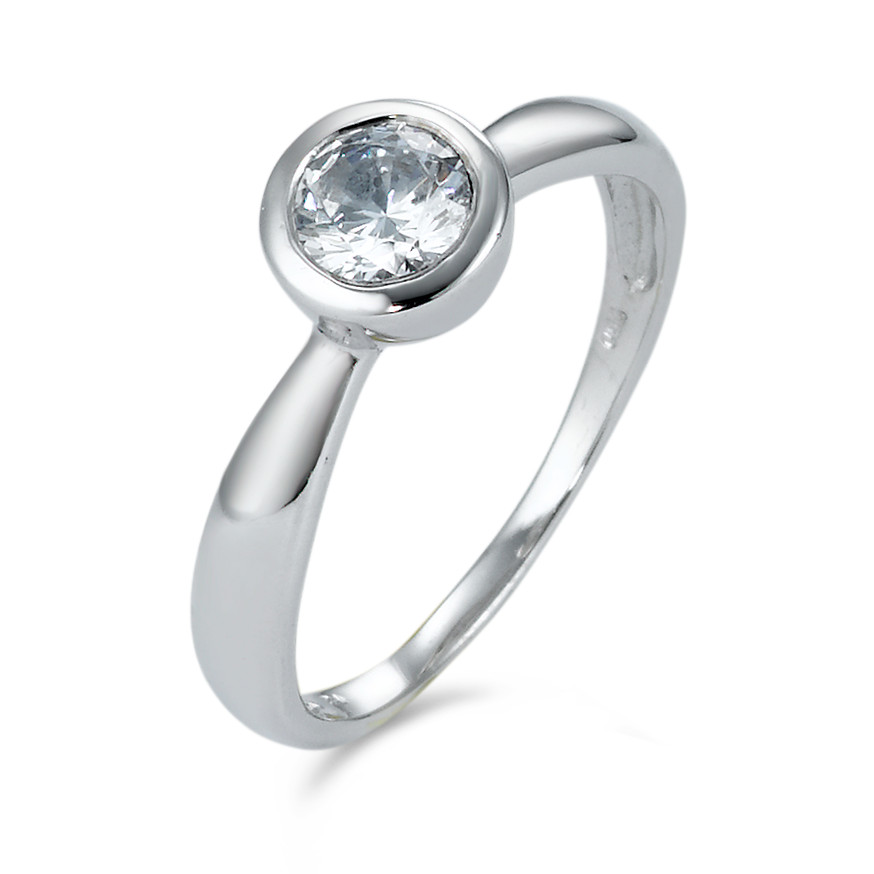 Bague solitaire Or blanc 18K Zircone-549960