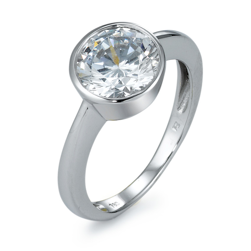 Bague solitaire Or blanc 18K Zircone-549962