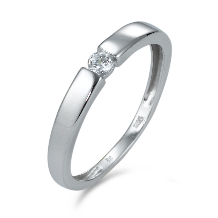 Bague solitaire Or blanc 18K Zircone-549963
