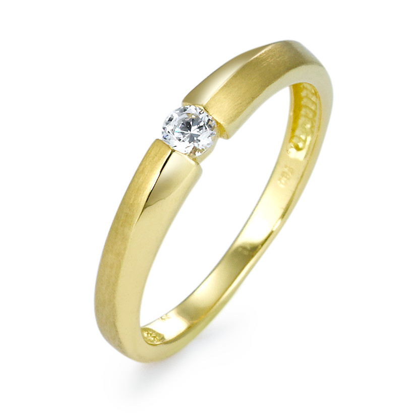 Bague solitaire Or jaune 18K Zircone-549978