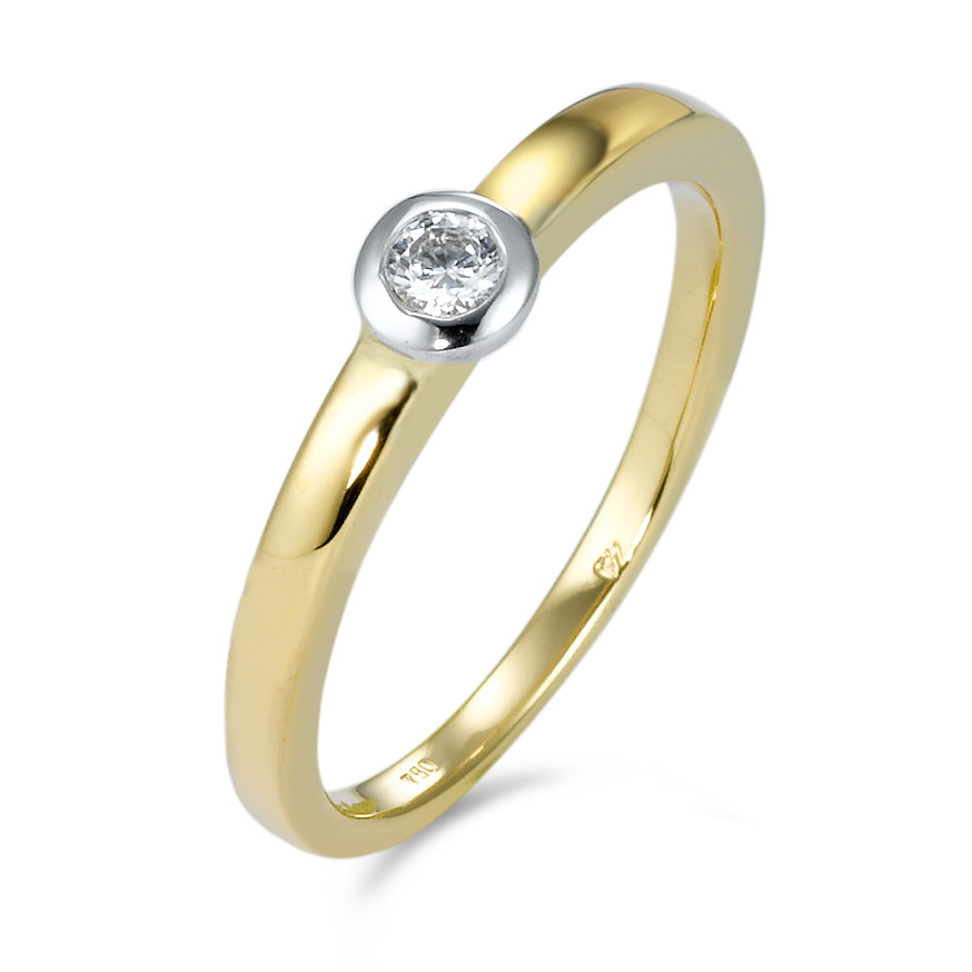 Bague solitaire Or jaune 18K Zircone-549987