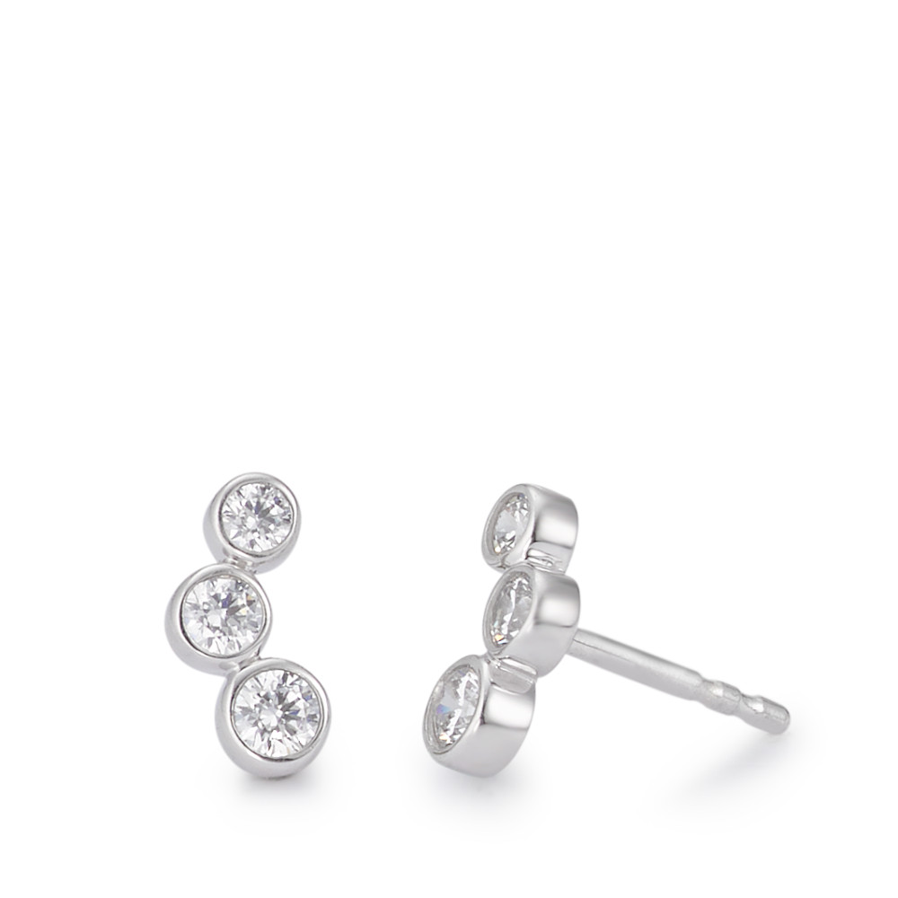 Clous d'oreilles Argent Zircone 6 Pierres Rhodié-550078
