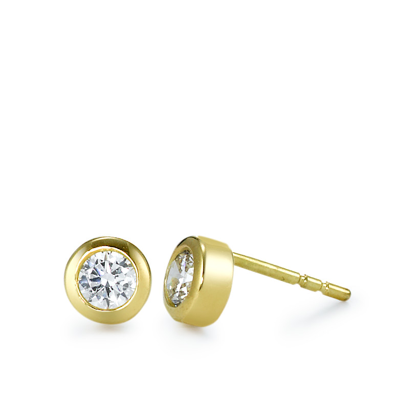 Clous d'oreilles Or jaune 18K Zircone 2 Pierres-550082