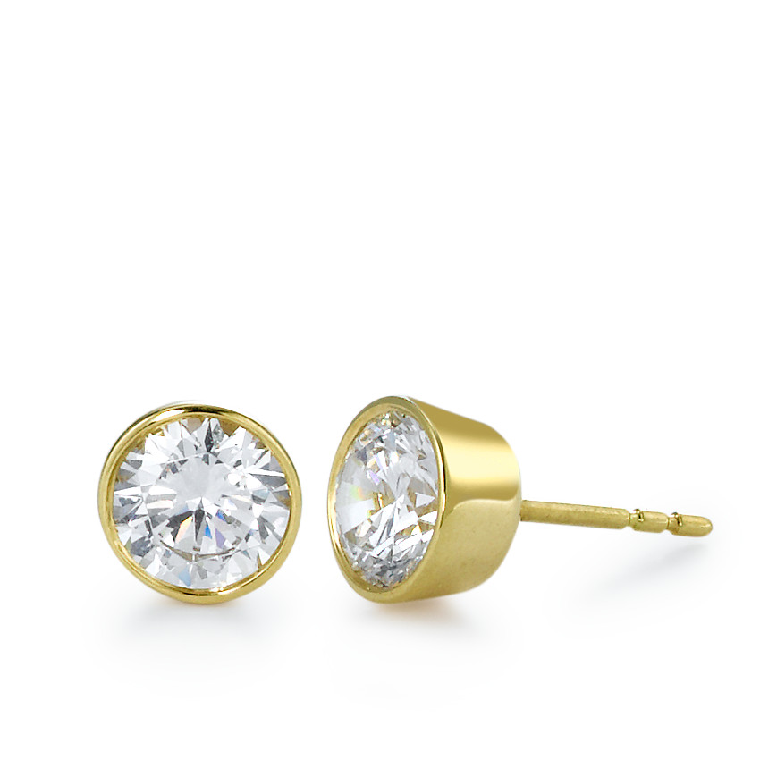 Clous d'oreilles Or jaune 18K Zircone 2 Pierres-550083