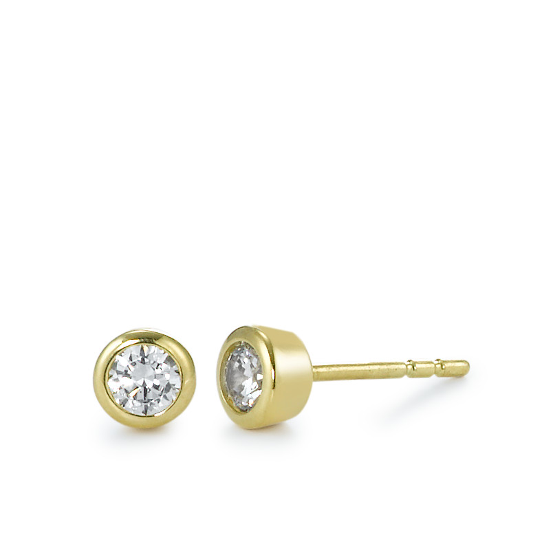 Clous d'oreilles Or jaune 18K Zircone 2 Pierres Ø4.5 mm-550084