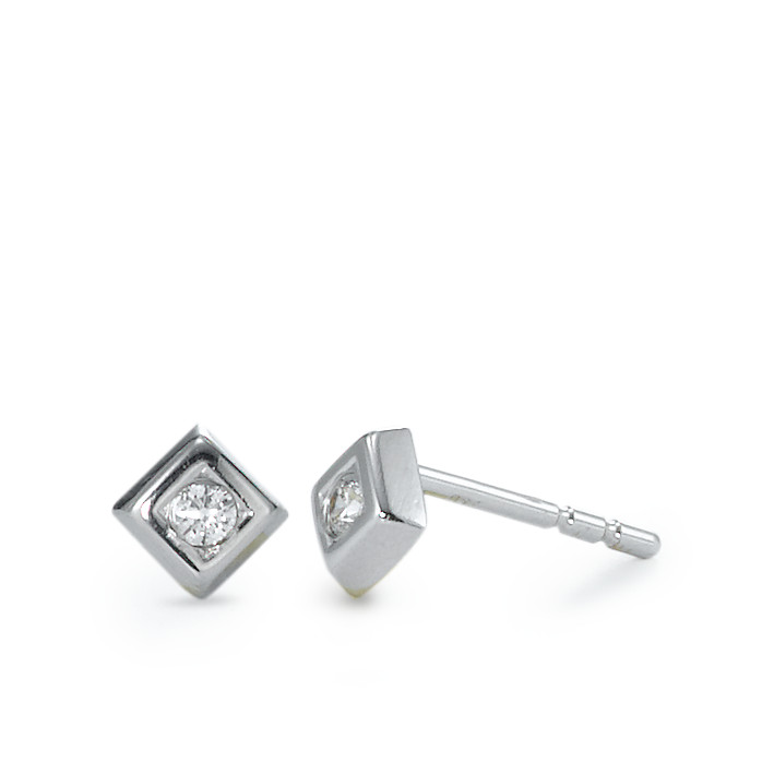 Clous d'oreilles Or blanc 18K Zircone 2 Pierres-550086