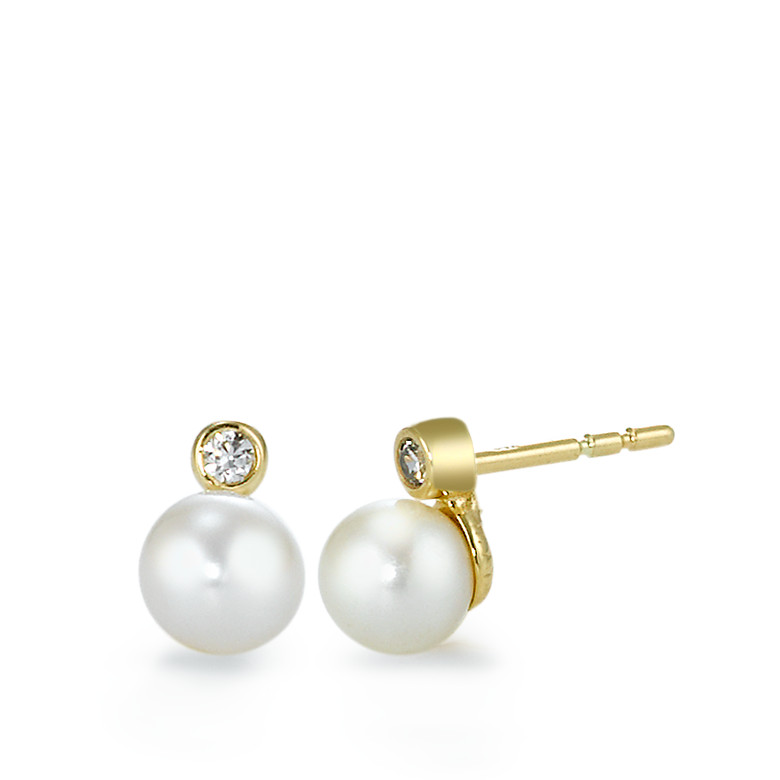 Clous d'oreilles Or jaune 18K Zircone 2 Pierres-550094