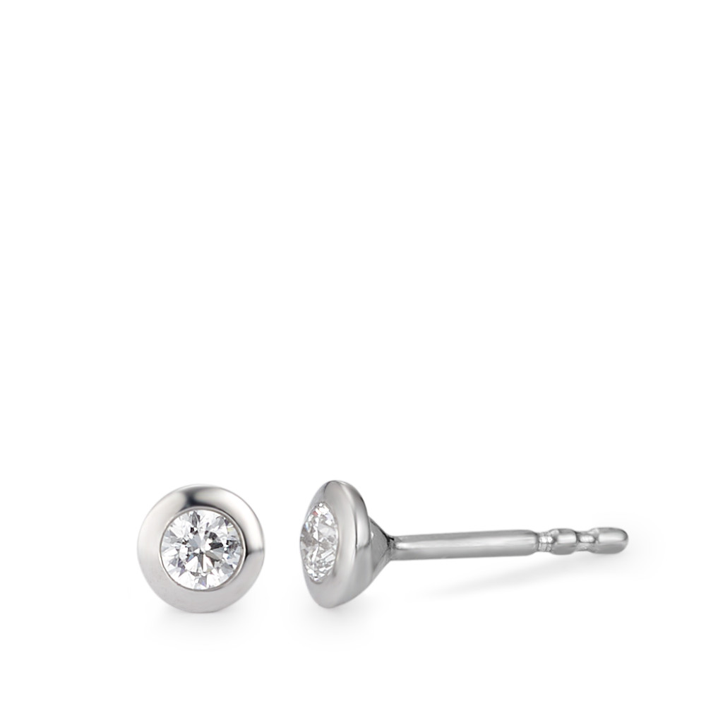 Clous d'oreilles Argent Zircone 2 Pierres Rhodié Ø5 mm-550114