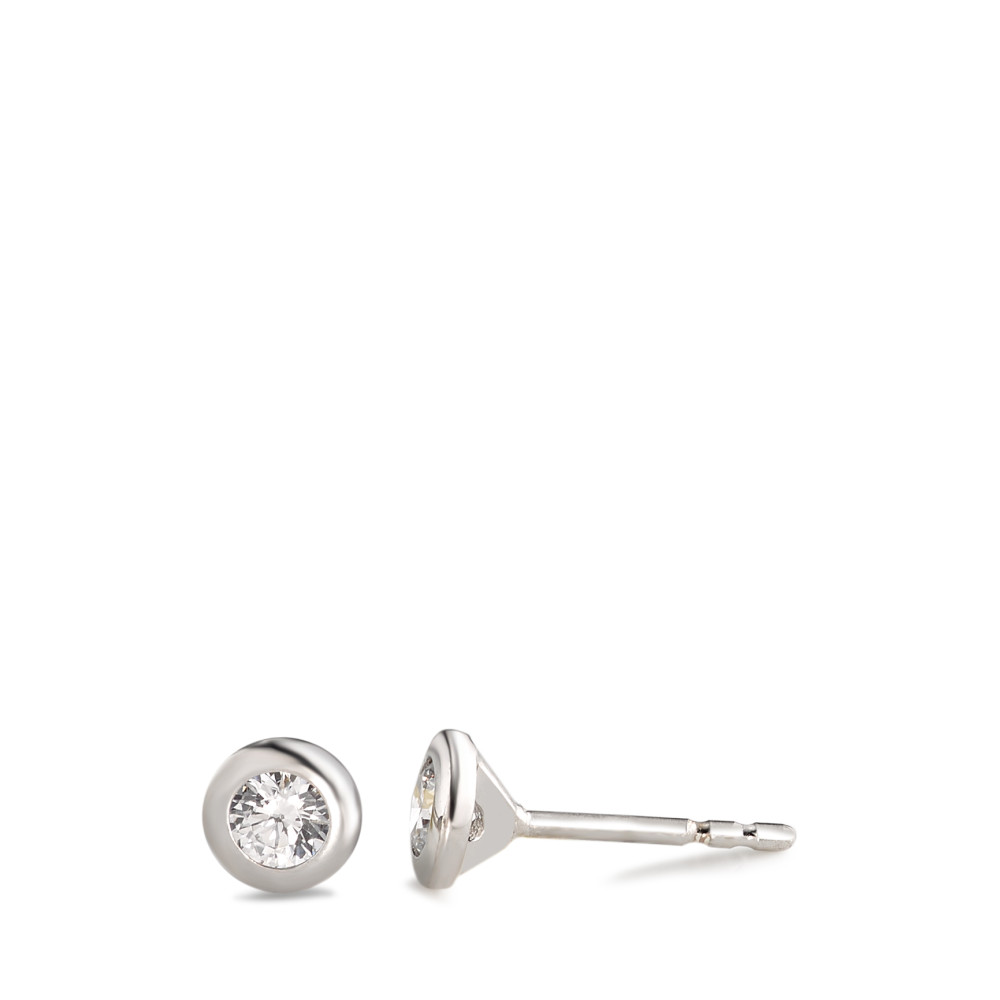 Clous d'oreilles Argent Zircone 2 Pierres Rhodié Ø6 mm-550115