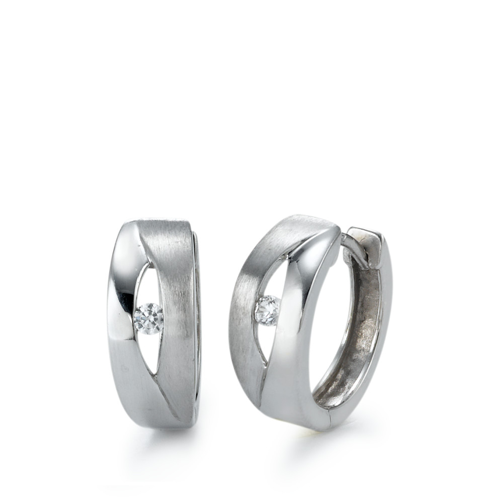 Créoles à charnières Argent Zircone 2 Pierres Rhodié-550147
