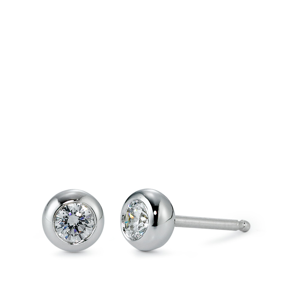Clous d'oreilles Argent Zircone 2 Pierres, rond, 3.5 mm Rhodié Ø5.5 mm-551100