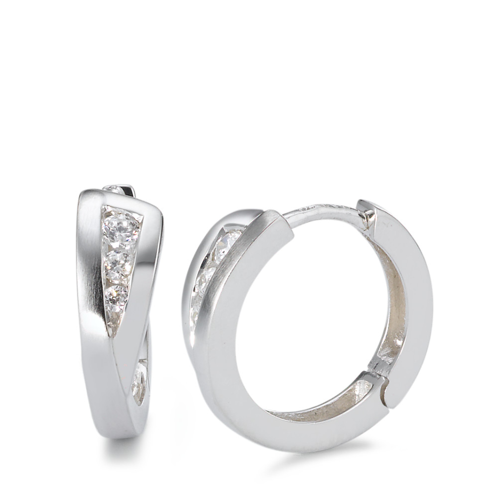 Créoles à charnières Argent Zircone blanc, 6 Pierres Rhodié-551150