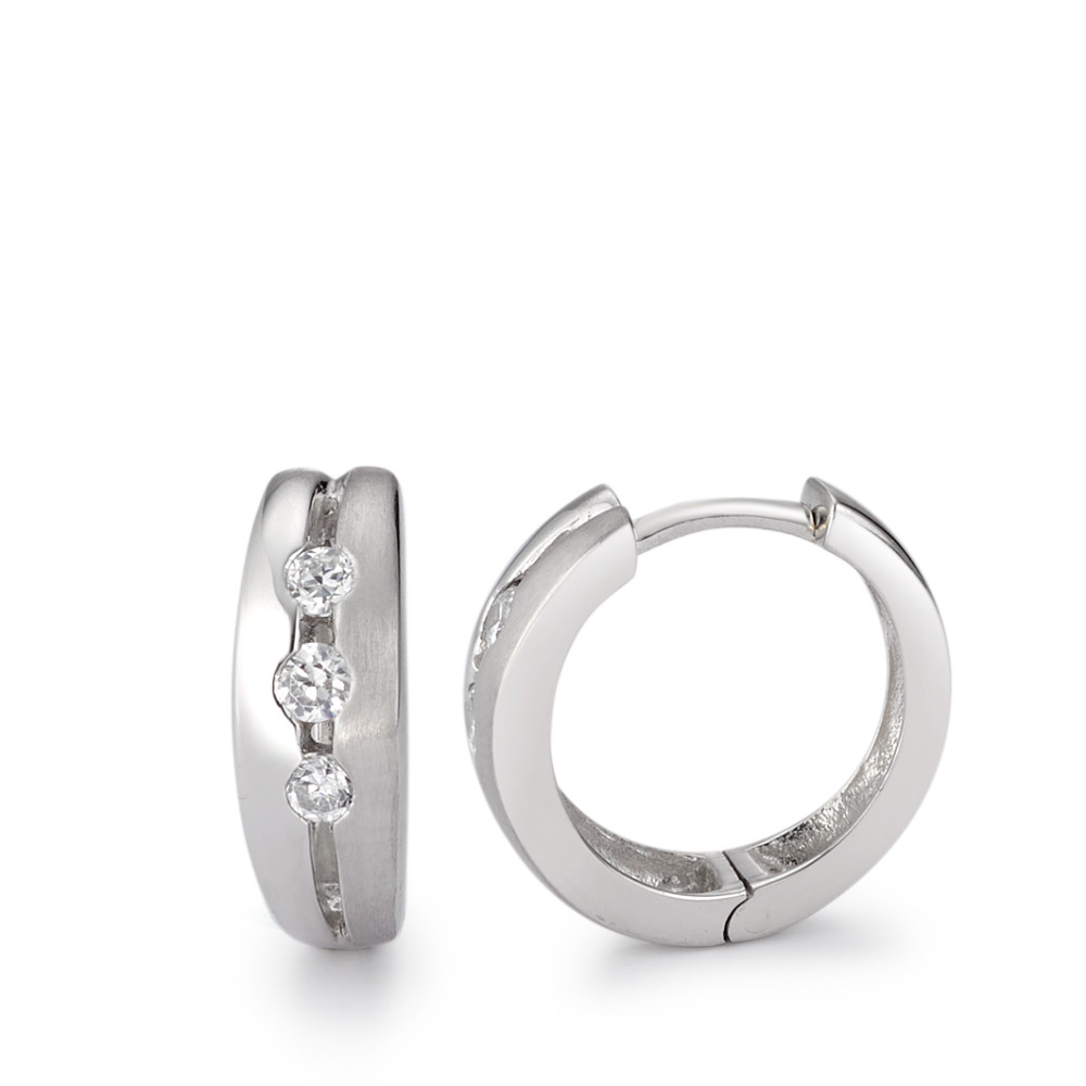 Créoles à charnières Argent Zircone blanc, 6 Pierres Rhodié-551151